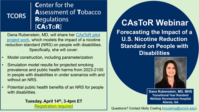 Flyer for Forecasting the Impact of a U.S. Nicotine Reduction Standard on People with Disabilities