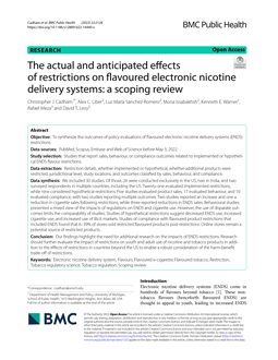 The actual and anticipated effects of restrictions on flavoured electronic nicotine delivery systems: a scoping review