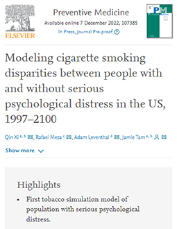 Modeling cigarette smoking disparities between people with and without serious psychological distress in the US, 1997–2100
