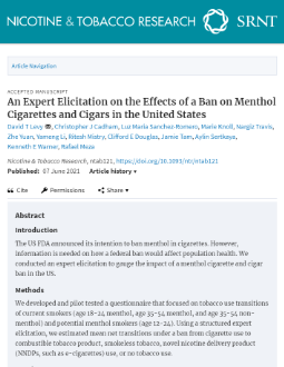 An Expert Elicitation on the Effects of a Ban on Menthol Cigarettes and Cigars in the United States