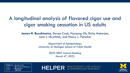Thumbnail for A longitudinal analysis of flavored cigar use and
cigar smoking cessation in US adults poster
