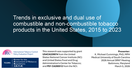 Thumbnail for Trends in exclusive and dual use of
combustible and non-combustible tobacco
products in the United States, 2015 to 2023 poster