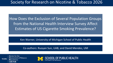Thumbnail for How Does the Exclusion of Several Population Groups from the National Health Interview Survey Affect Estimates of US Cigarette Smoking Prevalence? poster