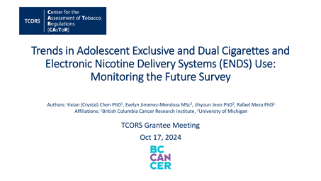 Thumbnail for Trends in Adolescent Exclusive and Dual Cigarettes and Electronic Nicotine Delivery Systems (ENDS) Use: Monitoring the Future Survey poster