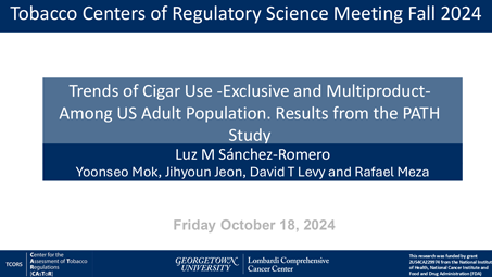 Thumbnail for Trends of Cigar Use -Exclusive and Multiproduct-
Among US Adult Population. Results from the PATH
Study poster